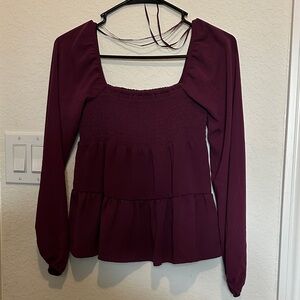 Paper Crane Deep Burgundy Blouse